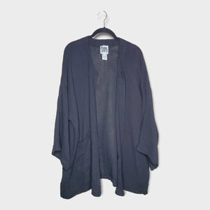 Prairie Underground Black Kimono Cardigan Open Front 100% Cotton Women's Med/Lrg